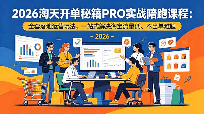 2026淘天开单秘籍PRO实战陪跑课程:全套落地运营玩法,一站式解决淘宝流量低、不出单难题-皮皮网创