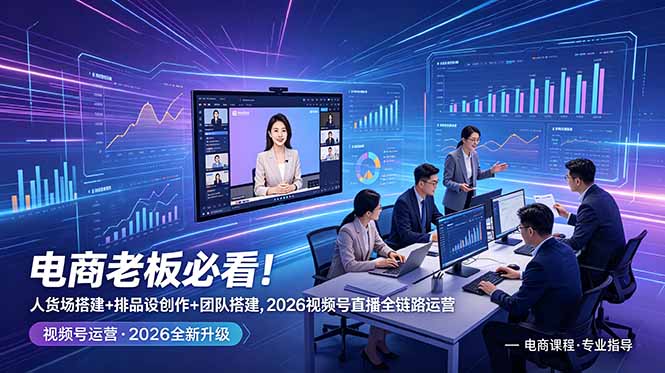 电商老板必看!人货场搭建+排品设计+素材创作+团队搭建,2026视频号直播全链路运营-皮皮网创