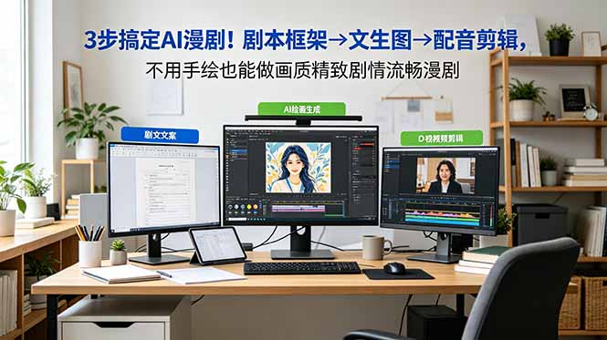 3步搞定AI漫剧！剧本框架→文生图→配音剪辑，不用手绘也能做画质精致剧情流畅漫剧-皮皮网创