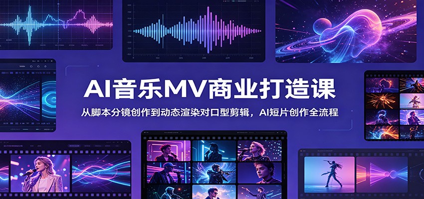 AI音乐MV商业打造课:从脚本分镜创作到动态渲染对口型剪辑,AI短片创作全流程-皮皮网创