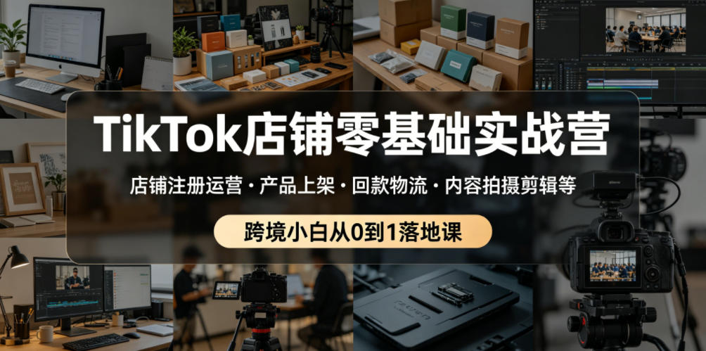 TikTok店铺零基础实战营,店铺注册运营・产品上架・回款物流・内容拍摄剪辑等 ,跨境小白从0到1落地课-皮皮网创