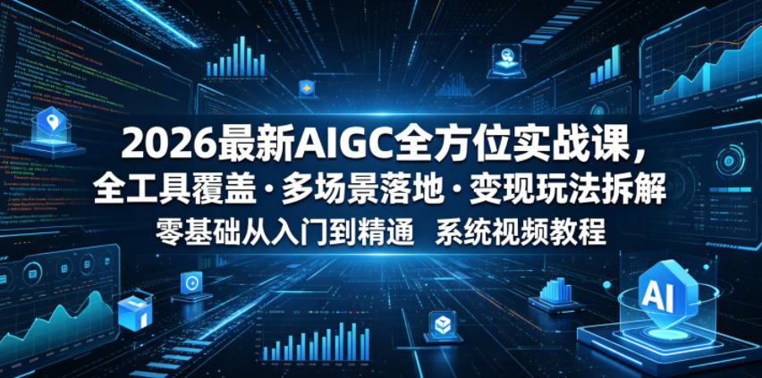 2026最新AIGC全方位实战课，全工具覆盖・多场景落地・变现玩法拆解，零基础从入门到精通系统视频教程-皮皮网创