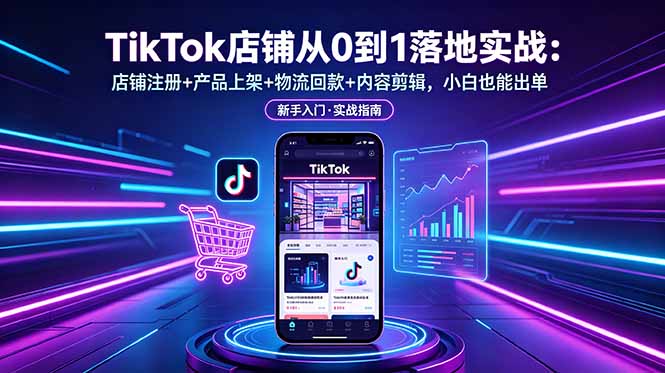TikTok店铺从0到1落地实战：店铺注册+产品上架+物流回款+内容剪辑，小白也能出单-皮皮网创
