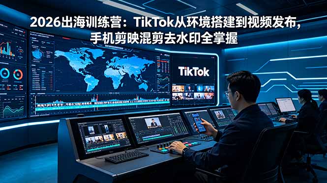 2026出海训练营:TikTok从环境搭建到视频发布,手机剪映混剪去水印全掌握-皮皮网创