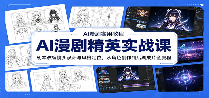 AI漫剧精英实战课：剧本改编镜头设计与风格定位，从角色创作到后期成片全流程-皮皮网创