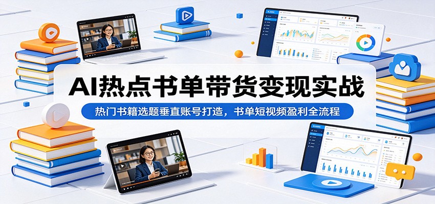 AI热点书单带货变现实战：热门书籍选题垂直账号打造，书单短视频盈利全流程-皮皮网创