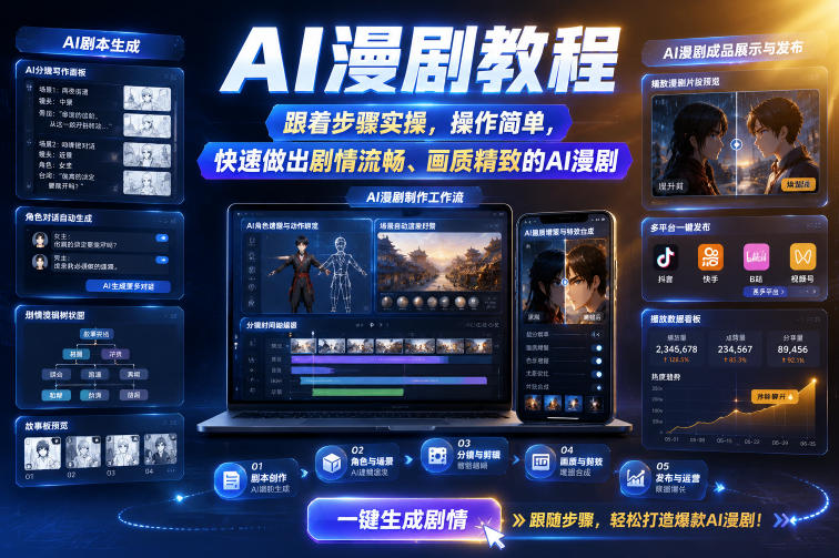 AI漫剧教程，跟着步骤实操，操作简单，快速做出剧情流畅、画质精致的AI漫剧-皮皮网创