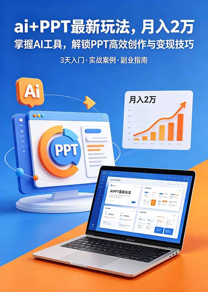 ai+PPT最新玩法，月入2万掌握AI工具，解锁PPT高效创作与变现技巧3天入门，实战案例·副业指南-皮皮网创