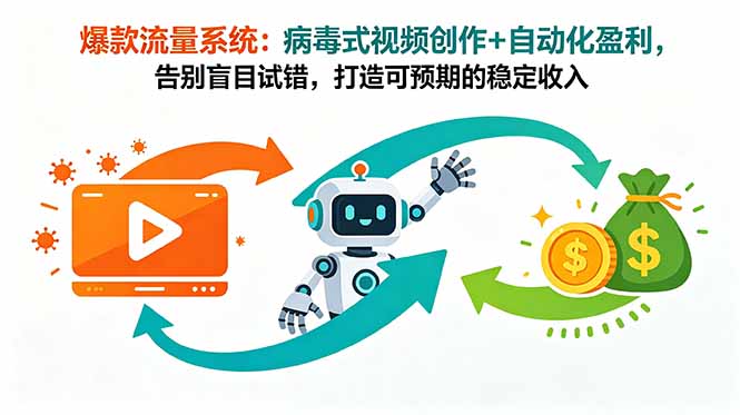 爆款流量系统:病毒式视频创作+自动化盈利,告别盲目试错,打造可预期的稳定收入-皮皮网创