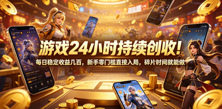 游戏24小时持续创收！每日稳定收益几百，新手零门槛直接入局，碎片时间就能做【揭秘】-皮皮网创