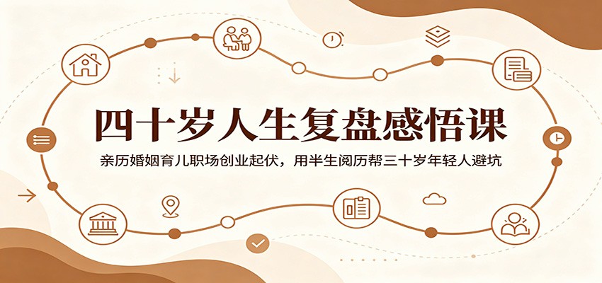 四十岁人生复盘感悟课：亲历婚姻育儿职场创业起伏，用半生阅历帮三十岁年轻人避坑-皮皮网创