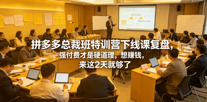 拼多多总裁班特训营下线课复盘,强付费才是硬道理,想賺钱,来这2天就够了-皮皮网创