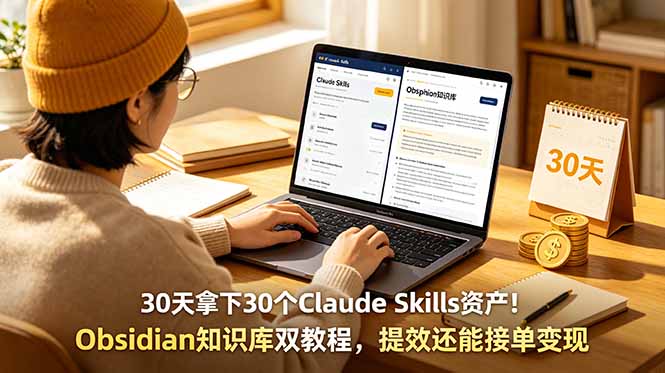 30天拿下30个Claude Skills资产！Obsidian知识库双教程，提效还能接单变现-皮皮网创