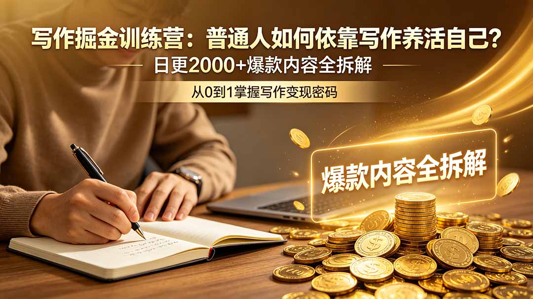 写作掘金训练营:普通人如何依靠写作养活自己?日更2000+爆款内容全拆解-皮皮网创