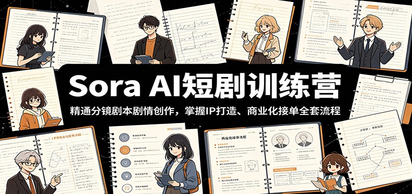 Sora AI短剧训练营：精通分镜剧本剧情创作，掌握IP打造、商业化接单全套流程-皮皮网创