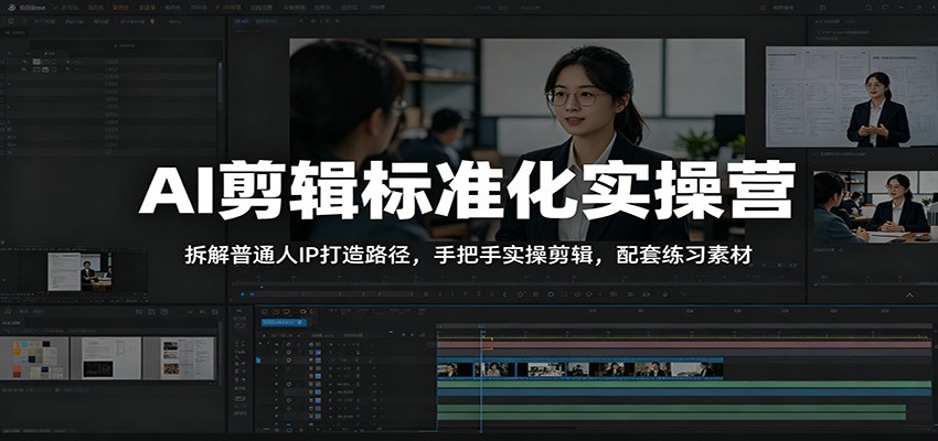 AI剪辑标准化实操营:拆解普通人IP打造路径,手把手实操剪辑,配套练习素材-皮皮网创