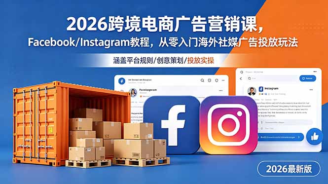 2026跨境电商广告营销课，Facebook/Instagram教程，从零入门海外社媒广告投放玩法-皮皮网创