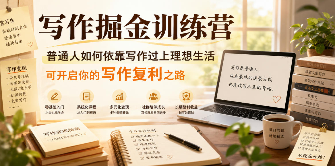 写作掘金训练营,普通人如何依靠写作过上理想生活,可开启你的写作复利之路(更新6月)-皮皮网创