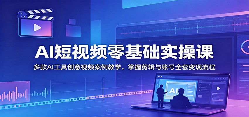 AI短视频零基础实操课:多款AI工具创意视频案例教学,掌握剪辑与账号全套变现流程-皮皮网创