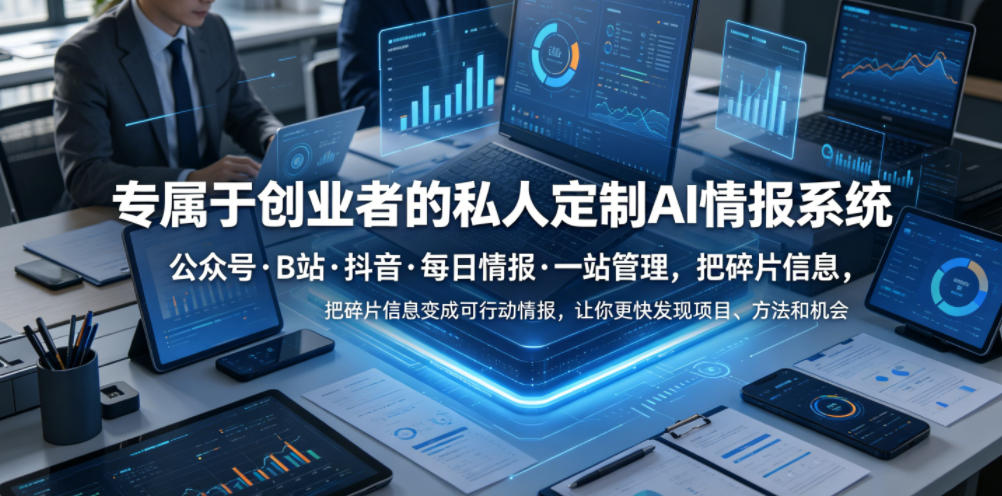 专属于创业者的私人定制AI情报系统，公众号·B站·抖音·每日情报·一站管理，把碎片信息变成可行动情报，让你更快发现项目、方法和机会-皮皮网创