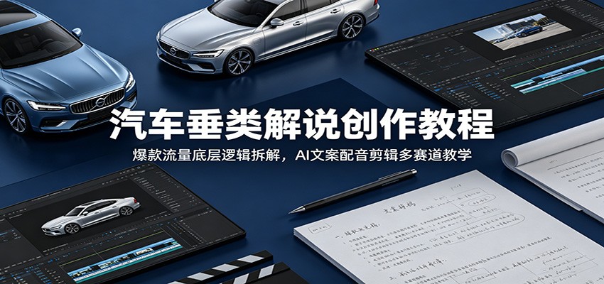 汽车垂类解说创作教程:爆款流量底层逻辑拆解,AI文案配音剪辑多赛道教学-皮皮网创