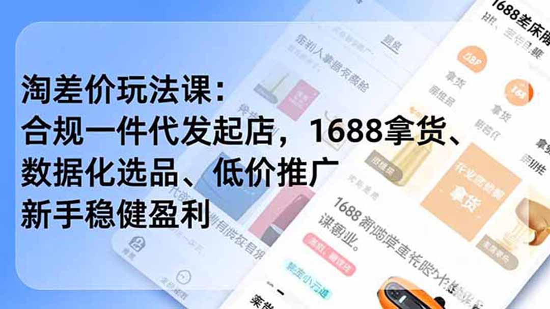 淘差价玩法课:合规一件代发起店,1688拿货、数据化选品、低价推广,新手稳健盈利(更新6月-皮皮网创