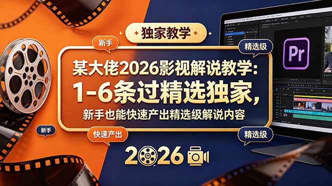 某大佬2026影视解说教学:1-6条过精选独家,新手也能快速产出精选级解说内容-皮皮网创