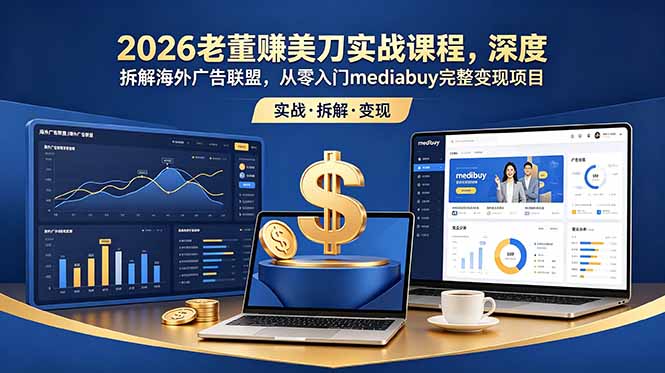 2026老董赚美刀实战课程，深度拆解海外广告联盟，从零入门mediabuy完整变现项目-皮皮网创