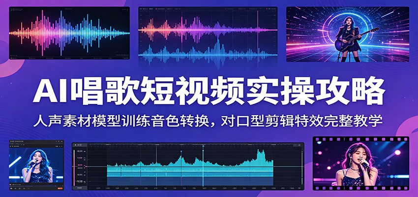 AI唱歌短视频实操攻略：人声素材模型训练音色转换，对口型剪辑特效完整教学-皮皮网创