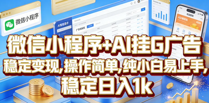 微信小程序+AI挂G广告,稳定变现,操作简单,纯小白易上手,稳定日入1k【揭秘】-皮皮网创