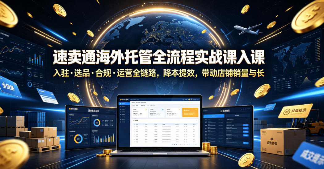 速卖通海外托管全流程实战课入驻・选品・合规・运营全链路,降本提效,带动店铺销量与收益增长-皮皮网创