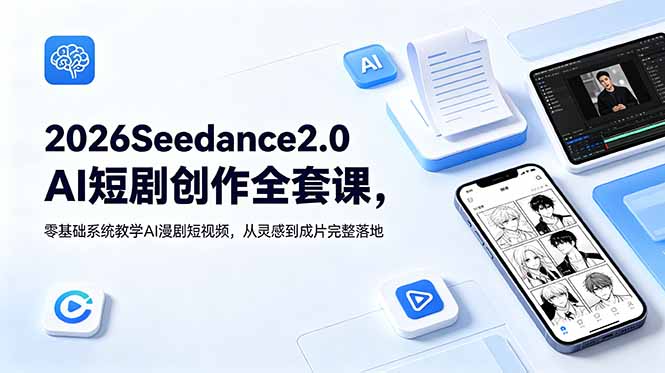 2026Seedance2.0AI短剧创作全套课，零基础系统教学AI漫剧短视频，从灵感到成片完整落地-皮皮网创
