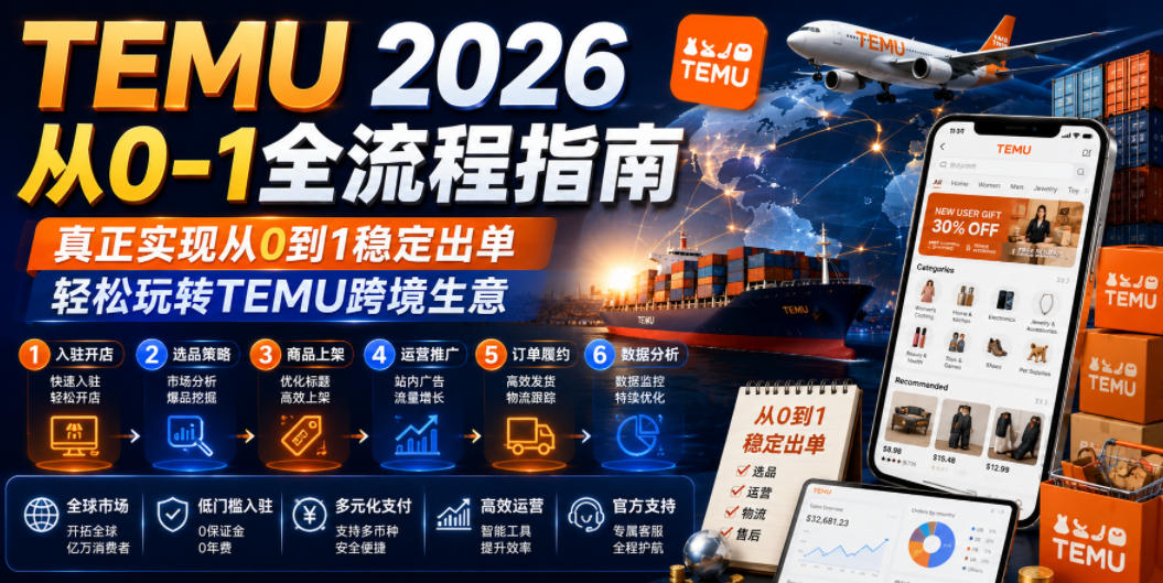 TEMU 2026从0-1全流程指南,真正实现从0到1稳定出单,轻松玩转TEMU跨境生意-皮皮网创