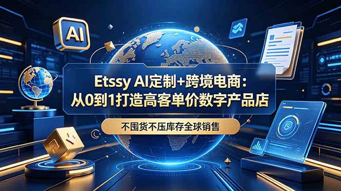 Etsy AI定制+跨境电商：从0到1打造高客单价数字产品店，不囤货不压库存全球销售-皮皮网创