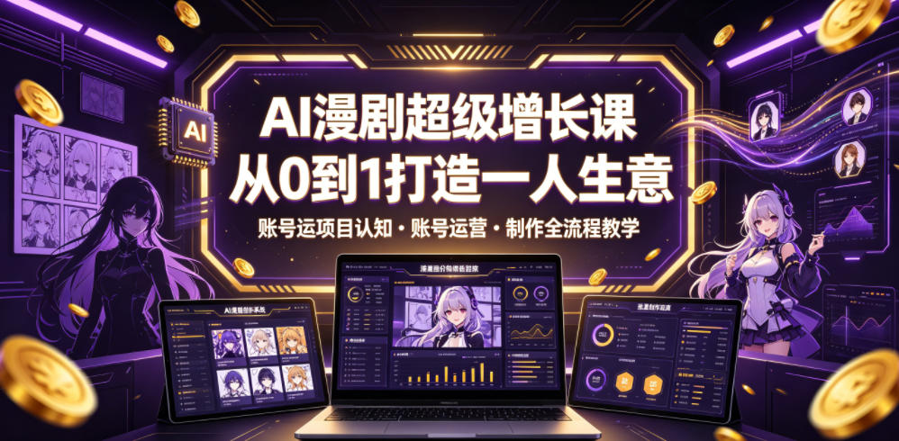 AI漫剧超级增长课,从0到1打造一人生意,项目认知・账号运营・制作全流程教学-皮皮网创