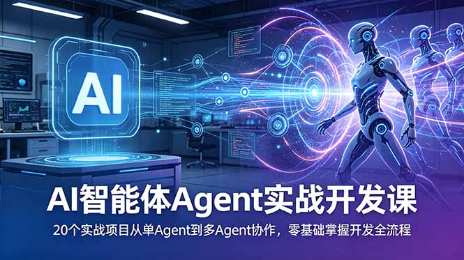AI智能体Agent实战开发课:20个实战项目从单Agent到多Agent协作,零基础掌握开发全流程-皮皮网创