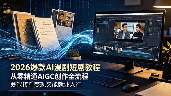 2026 爆款 AI 漫剧短剧教程 从零精通 AIGC 创作全流程 既能接单变现又能就业入行-皮皮网创
