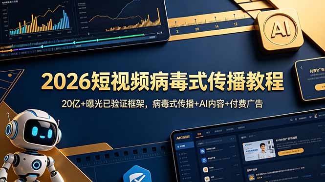 2026短视频病毒式传播教程:20亿+曝光已验证框架,病毒式传播+AI内容+付费广告-皮皮网创