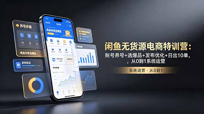 闲鱼无货源电商特训营：账号养号+选爆品+发布优化+日出10单，从0到1系统运营-皮皮网创