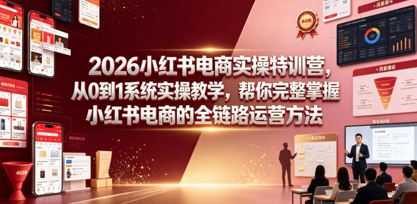 2026小红书电商实操特训营,从0到1系统实操教学,帮你完整掌握小红书电商的全链路运营方法-皮皮网创
