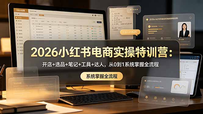 2026小红书电商实操特训营：开店+选品+笔记+工具+达人，从0到1系统掌握全流程-皮皮网创