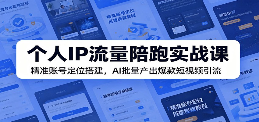 个人IP流量陪跑实战课:精准账号定位搭建,AI批量产出爆款短视频引流-皮皮网创