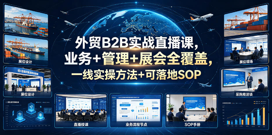 外贸B2B实战直播课，业务+管理+展会全覆盖，一线实操方法+可落地SOP-皮皮网创