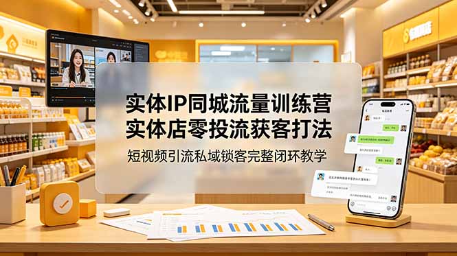 实体IP同城流量训练营:实体店零投流获客打法,短视频引流私域锁客完整闭环教学-皮皮网创