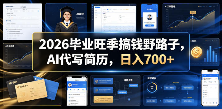 2026毕业旺季搞钱野路子，AI代写简历，日入700+【揭秘】-皮皮网创