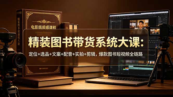 精装图书带货系统大课:定位+选品+文案+配音+实拍+剪辑,爆款图书短视频全链路-皮皮网创