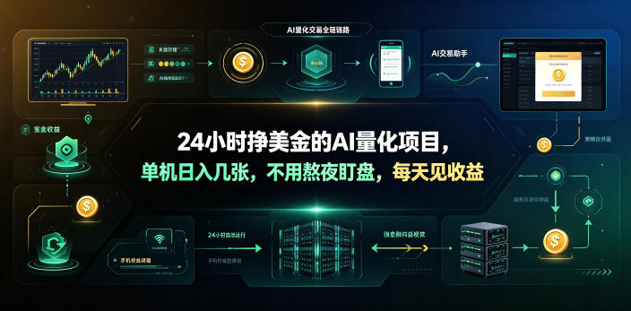 24小时挣美金的AI量化项目,单机日入几十美刀,不用熬夜盯盘,每天见收益【揭秘】-皮皮网创