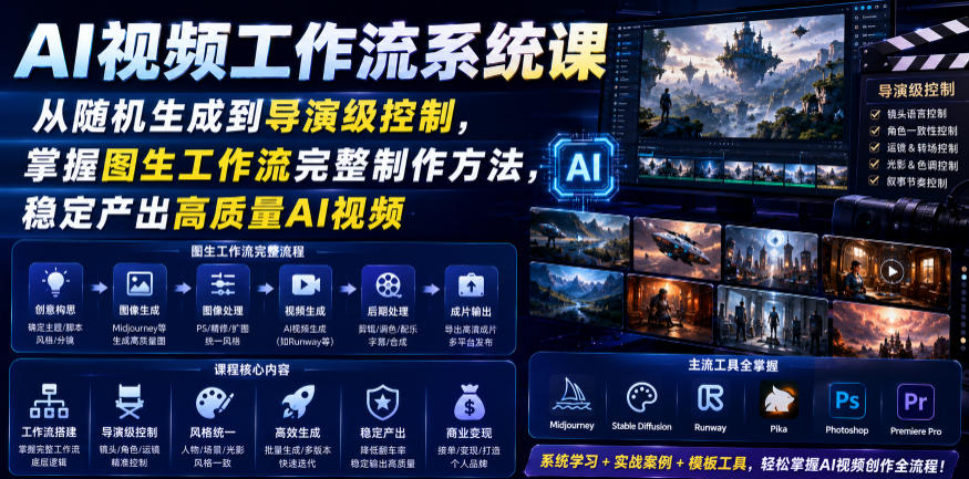 AI视频工作流系统课,从随机生成到导演级控制,掌握图生工作流完整制作方法,稳定产出高质量AI视频-皮皮网创