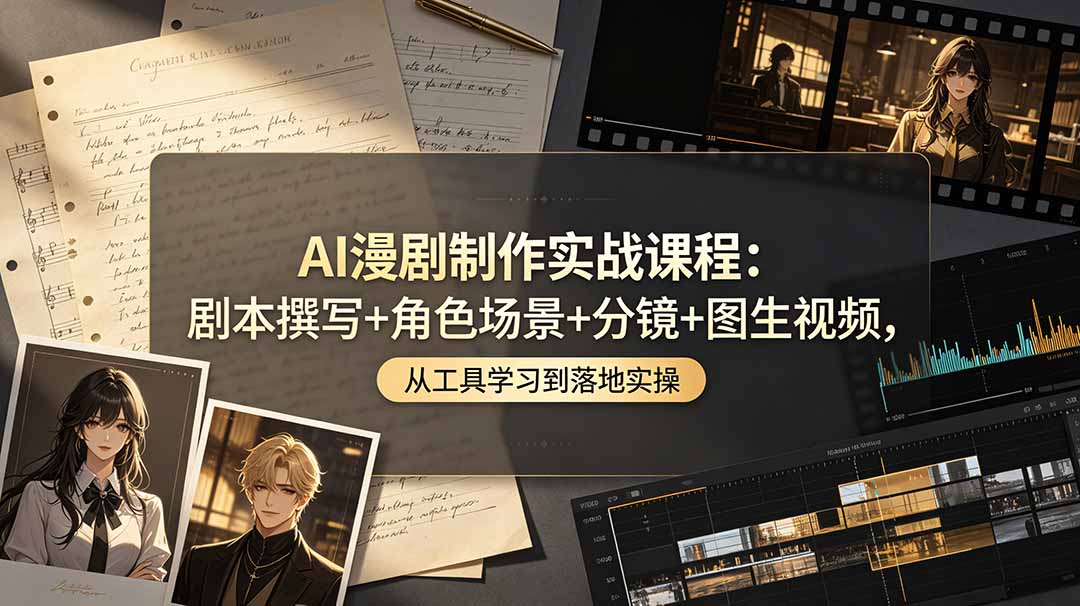 AI漫剧制作实战课程:剧本撰写+角色场景+分镜+图生视频,从工具学习到落地实操-皮皮网创