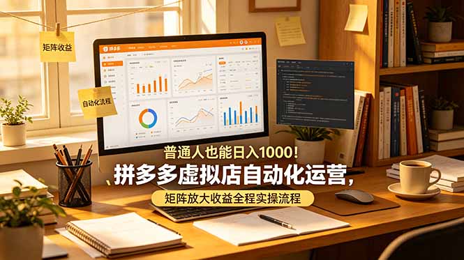 普通人也能日入 1000！拼多多虚拟店自动化运营，矩阵放大收益全程实操流程-皮皮网创